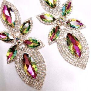 NWT Rhinestone Holographic Drop Earrings